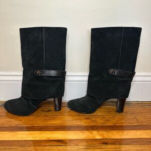 Tahari “Harper” Mid-Calf Pull on Boots Womens Size 9 Black Suede Leather